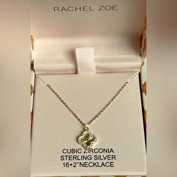 Rachel Zoe Clover Necklace Cubic Zirconia 925 Sterling Silver - Picture 3 of 6
